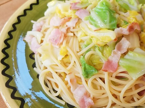 白だしで☆キャベツとベーコンのパスタ